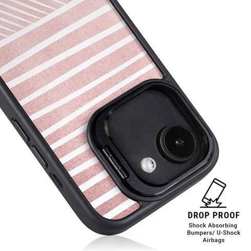 Pink and White Stripes iPhone 16e Kickstand Case