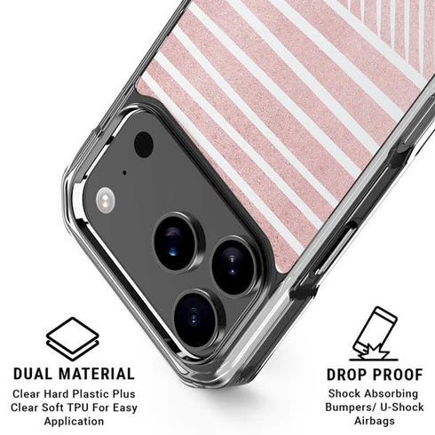 Pink and White Stripes iPhone 18 Pro Clear Case