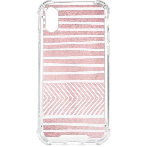 Pink and White Stripes iPhone XS Clear Case