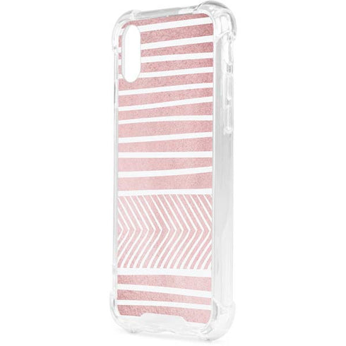 Pink and White Stripes iPhone XS Clear Case