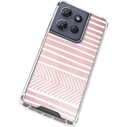 Pink and White Stripes Moto G Play 5G (2025) Clear Case