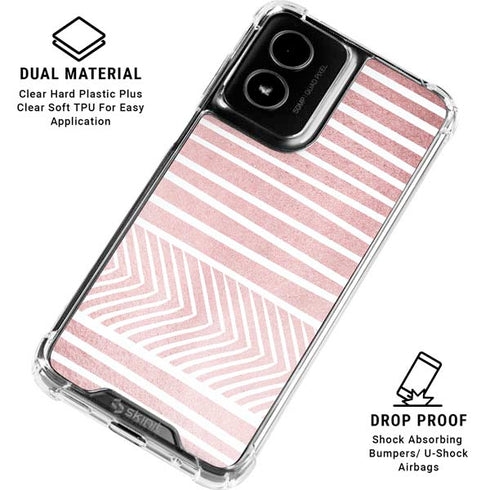 Pink and White Stripes Moto G Power 5G (2024) Clear Case