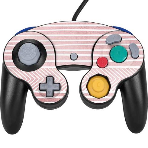 Pink and White Stripes Nintendo GameCube Controller Skin