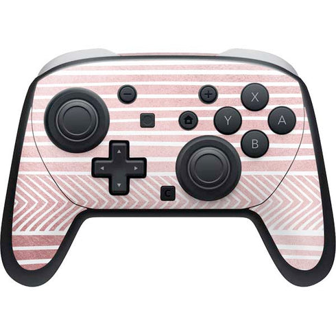 Pink and White Stripes Nintendo Switch 2 (2025) Pro Controller Skin