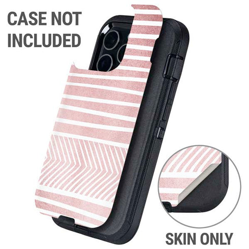 Pink and White Stripes Otterbox Defender iPhone Skin