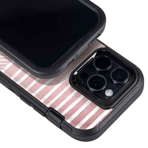 Pink and White Stripes Otterbox Defender iPhone Skin