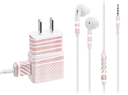 Pink and White Stripes Phone Charger Skin