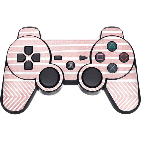 Pink and White Stripes PS3 Dual Shock wireless controller Skin