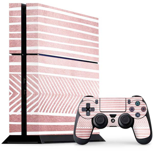 Pink and White Stripes PS4 Console and Controller Bundle Skin