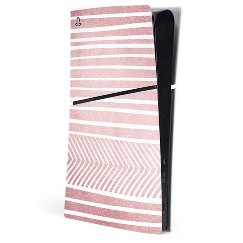 Pink and White Stripes PS5 Slim Digital Edition Console Skin