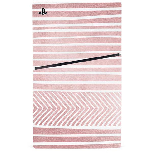 Pink and White Stripes PS5 Slim Digital Edition Console Skin