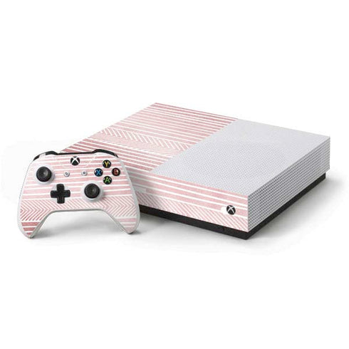 Pink and White Stripes Xbox One S All-Digital Edition Bundle Skin