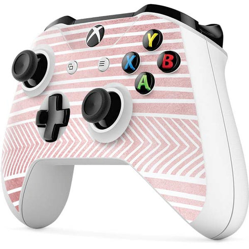 Pink and White Stripes Xbox One S Controller Skin