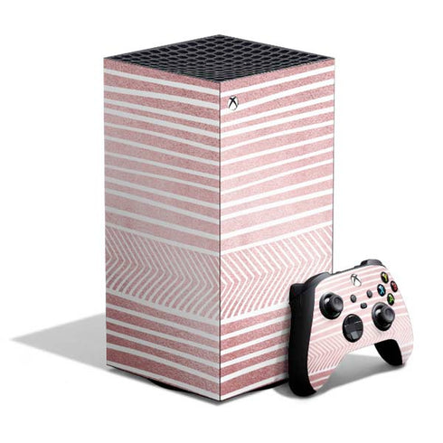 Pink and White Stripes XBox Series X Digital Edition Bundle Skin