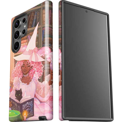 Pink Anime Witch Girls in Library with Cats by Ivy Dolamore Galaxy S23 Ultra Pro Case