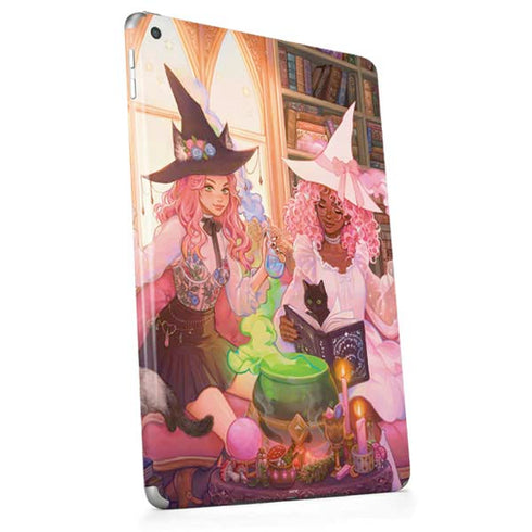 Pink Anime Witch Girls in Library with Cats by Ivy Dolamore Apple iPad Skin