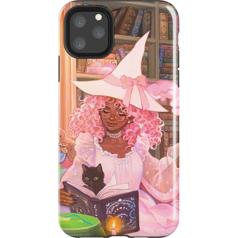 Pink Anime Witch Girls in Library with Cats by Ivy Dolamore iPhone Cases
