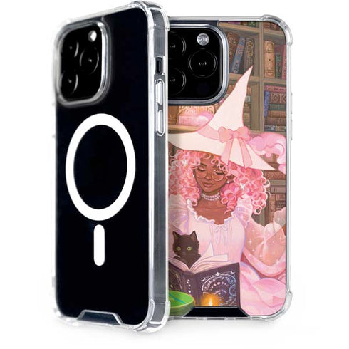 Pink Anime Witch Girls in Library with Cats by Ivy Dolamore iPhone Cases