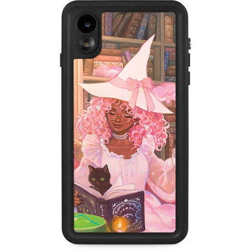 Pink Anime Witch Girls in Library with Cats by Ivy Dolamore iPhone Cases