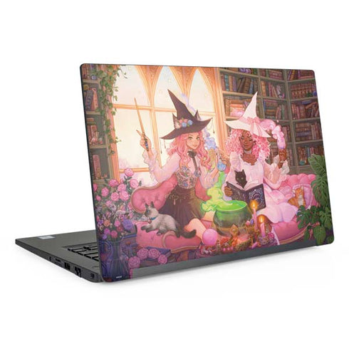 Pink Anime Witch Girls in Library with Cats by Ivy Dolamore Dell Latitude Skin