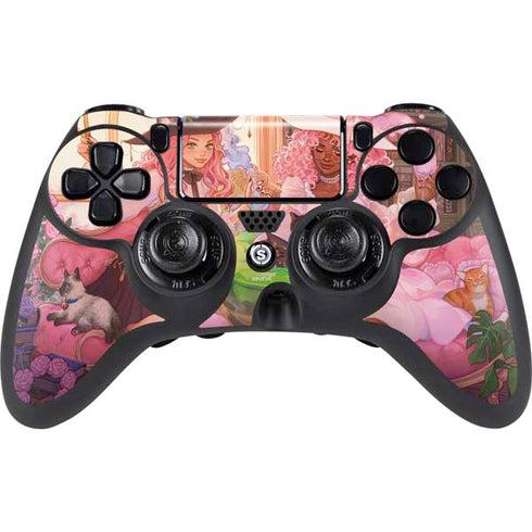 Pink Anime Witch Girls in Library with Cats by Ivy Dolamore PlayStation PS4 Skins