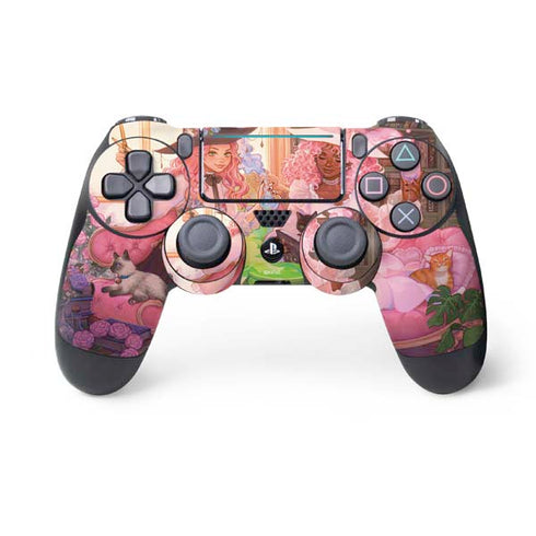 Pink Anime Witch Girls in Library with Cats by Ivy Dolamore PlayStation PS4 Skins