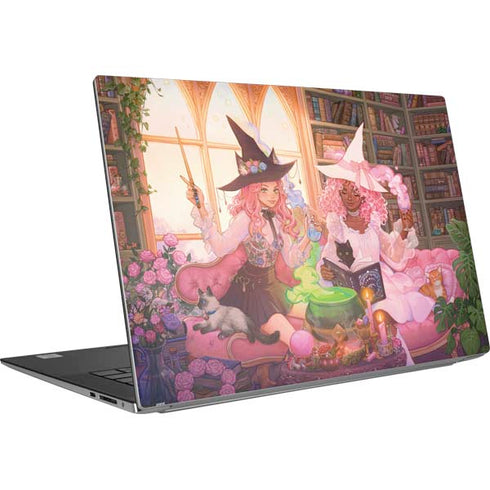 Pink Anime Witch Girls in Library with Cats by Ivy Dolamore Dell XPS Skin