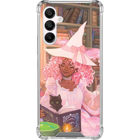 Pink Anime Witch Girls in Library with Cats by Ivy Dolamore Galaxy A16 5G Clear Case