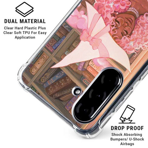 Pink Anime Witch Girls in Library with Cats by Ivy Dolamore Galaxy A36 5G Clear Case