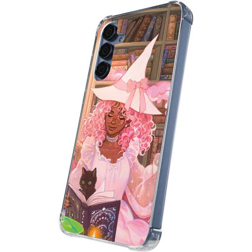 Pink Anime Witch Girls in Library with Cats by Ivy Dolamore Galaxy A55 5G Clear Case