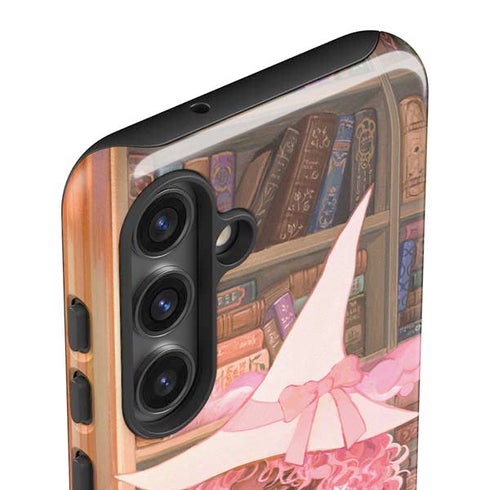 Pink Anime Witch Girls in Library with Cats by Ivy Dolamore Galaxy S25 Impact Case