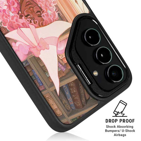 Pink Anime Witch Girls in Library with Cats by Ivy Dolamore Galaxy S24 Plus Kickstand Case