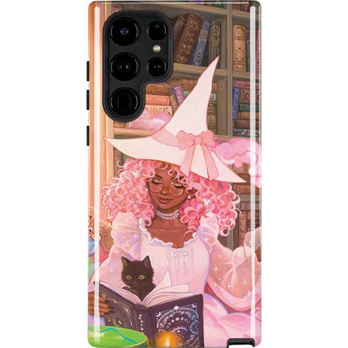 Pink Anime Witch Girls in Library with Cats by Ivy Dolamore Galaxy S25 Ultra Impact Case
