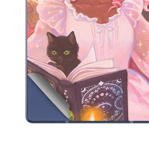 Pink Anime Witch Girls in Library with Cats by Ivy Dolamore Galaxy Z Fold6 Skin
