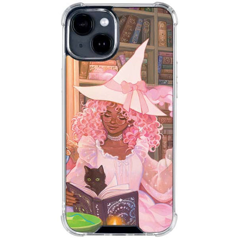 Pink Anime Witch Girls in Library with Cats by Ivy Dolamore iPhone 15 Clear Case
