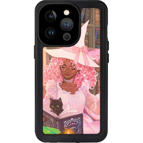 Pink Anime Witch Girls in Library with Cats by Ivy Dolamore iPhone 15 Pro Waterproof Case