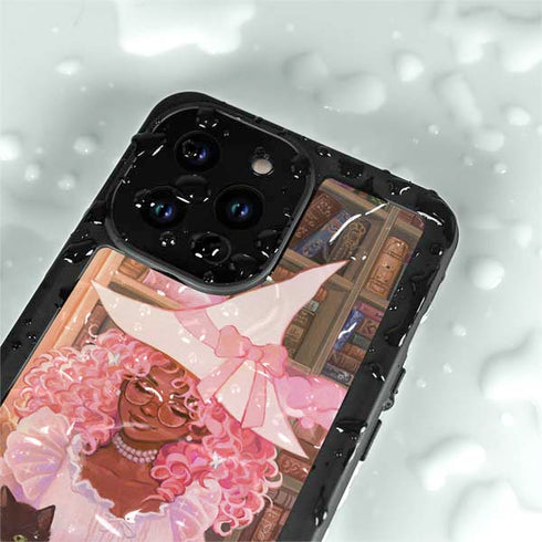 Pink Anime Witch Girls in Library with Cats by Ivy Dolamore iPhone 15 Pro Waterproof Case
