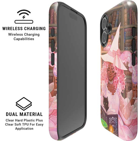 Pink Anime Witch Girls in Library with Cats by Ivy Dolamore iPhone 16 Magsafe Impact Case