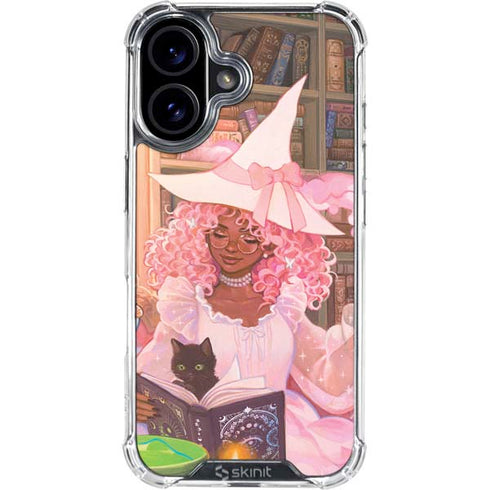 Pink Anime Witch Girls in Library with Cats by Ivy Dolamore iPhone 16 Plus Clear Case