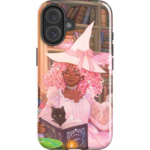 Pink Anime Witch Girls in Library with Cats by Ivy Dolamore iPhone 16 Plus Impact Case