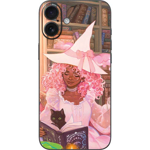 Pink Anime Witch Girls in Library with Cats by Ivy Dolamore iPhone 16 Plus Skin
