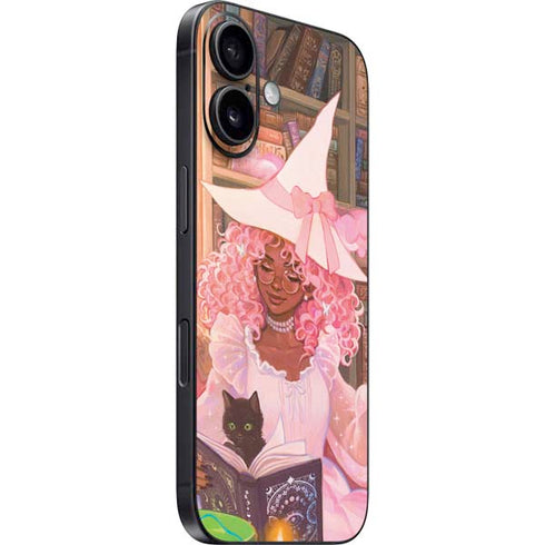 Pink Anime Witch Girls in Library with Cats by Ivy Dolamore iPhone 16 Plus Skin