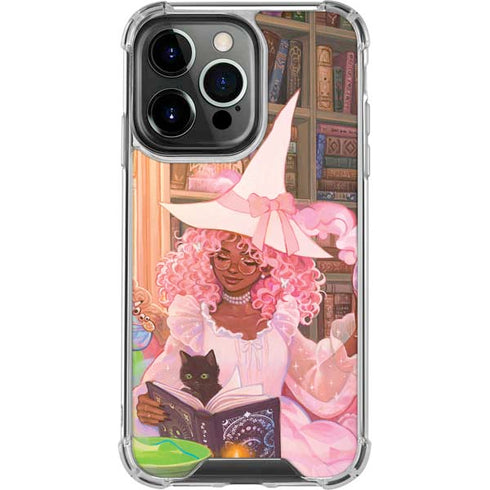 Pink Anime Witch Girls in Library with Cats by Ivy Dolamore iPhone 16 Pro Clear Case