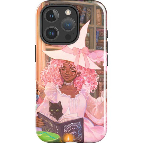 Pink Anime Witch Girls in Library with Cats by Ivy Dolamore iPhone 16 Pro Impact Case