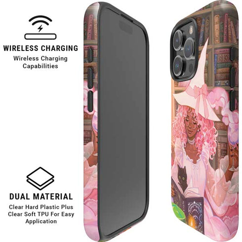 Pink Anime Witch Girls in Library with Cats by Ivy Dolamore iPhone 16 Pro Magsafe Impact Case