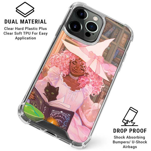Pink Anime Witch Girls in Library with Cats by Ivy Dolamore iPhone 16 Pro Max Clear Case