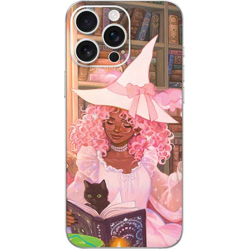Pink Anime Witch Girls in Library with Cats by Ivy Dolamore iPhone 16 Pro Max Skin