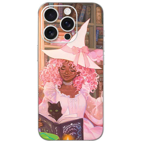Pink Anime Witch Girls in Library with Cats by Ivy Dolamore iPhone 16 Pro Skin