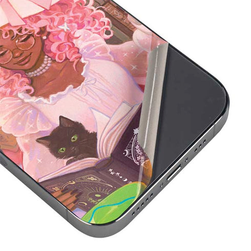 Pink Anime Witch Girls in Library with Cats by Ivy Dolamore iPhone 16 Pro Skin