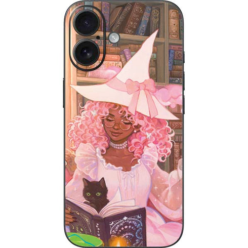 Pink Anime Witch Girls in Library with Cats by Ivy Dolamore iPhone 16 Skin